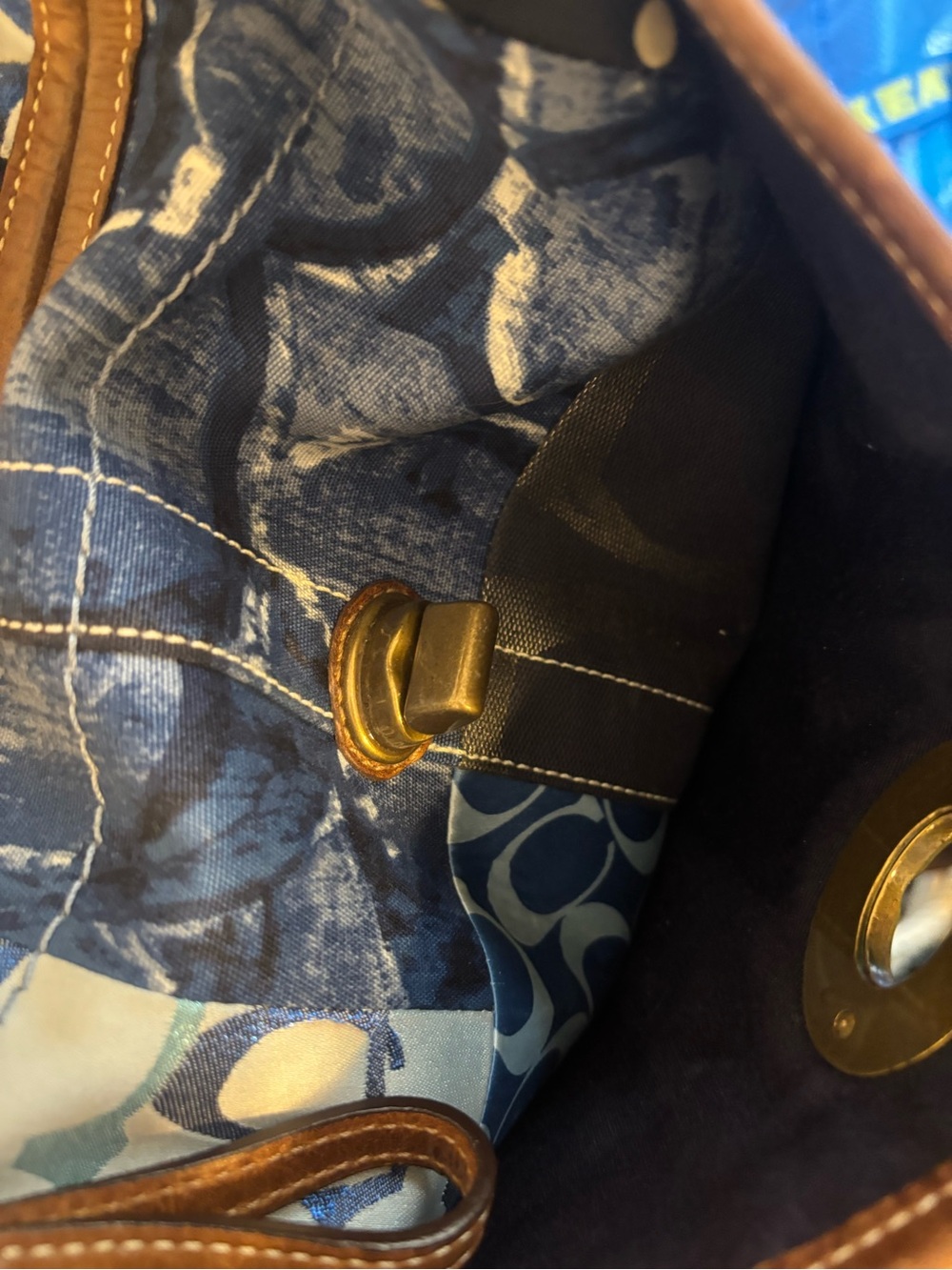 Coach Y2K Blue Denim Patchwork Ergo Slouchy Whimsical Shoulder Hobo Bag XLarge - Picture 15 of 15